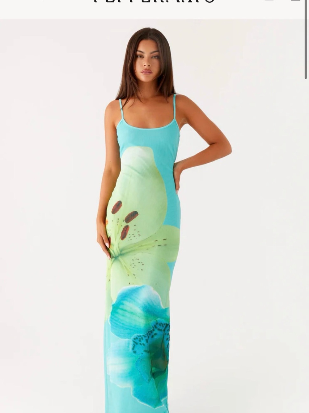 Peppermayo Aqua & Mint Floral Slip Maxi Dress